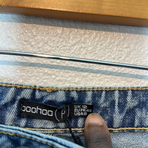Boohoo Petite Vintage Wash Split Hem Wide Leg Jeans size 8 - Picture 8 of 8